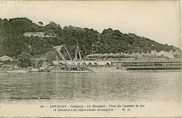 Chantier LABAT - Lormont - Coteaux du Rouquet - Viaduc chemin de fer - Cale de halage Labat -