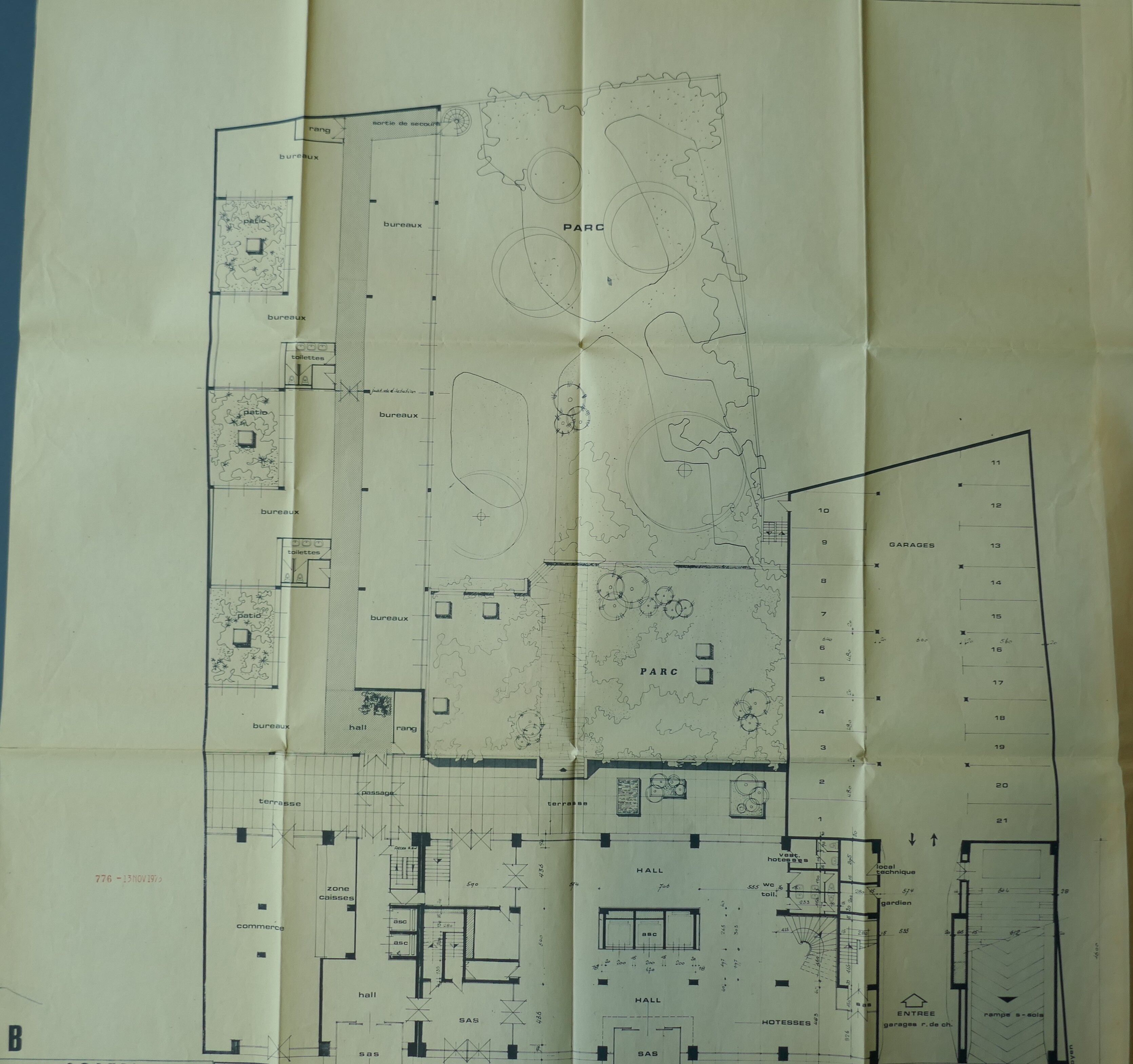 Plan du rez-de-chaussée de l'immeuble en 1973.