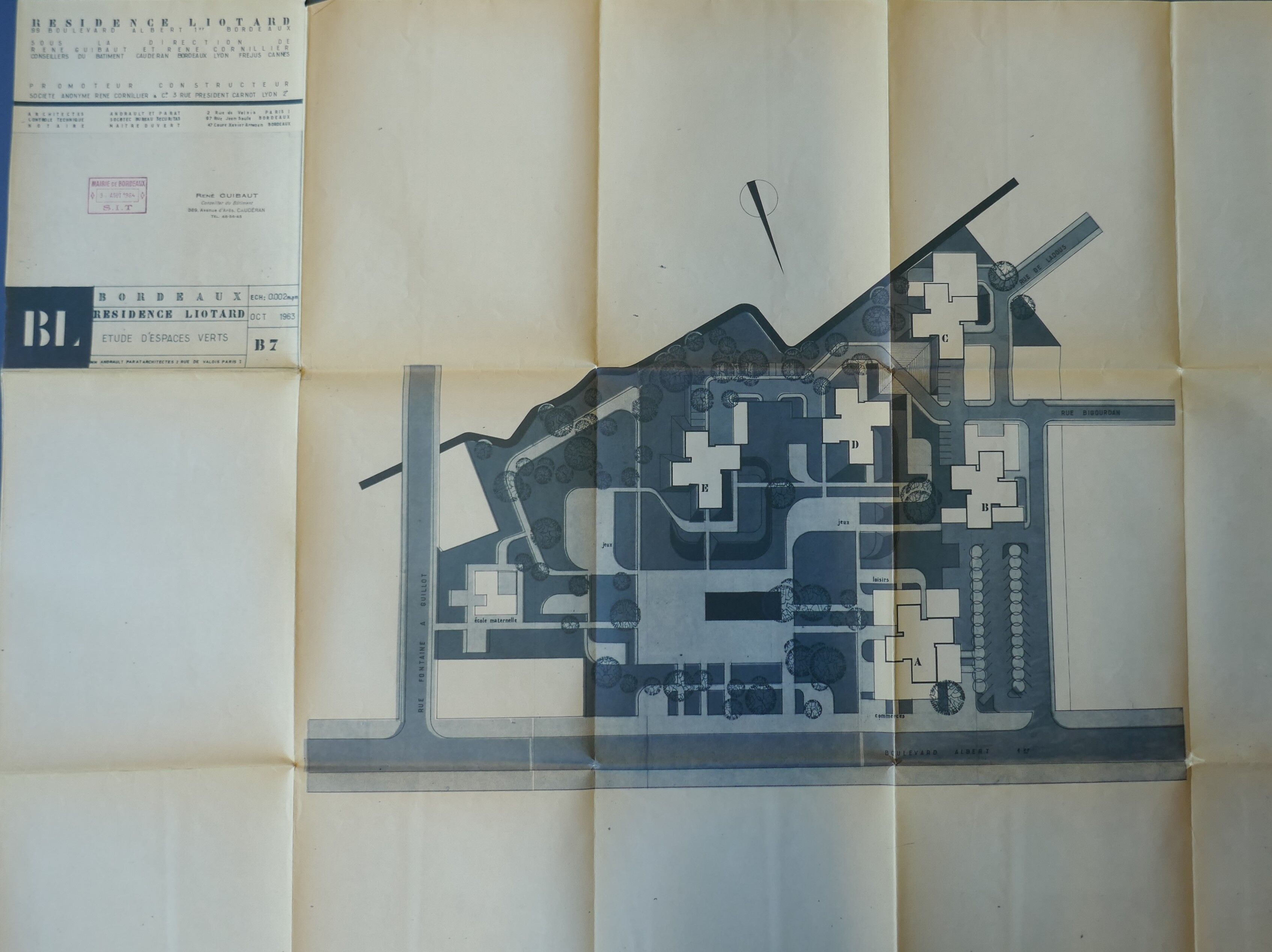 Plan de masse de l'opération Liotard par les architectes Andrault & Parat, 1963.