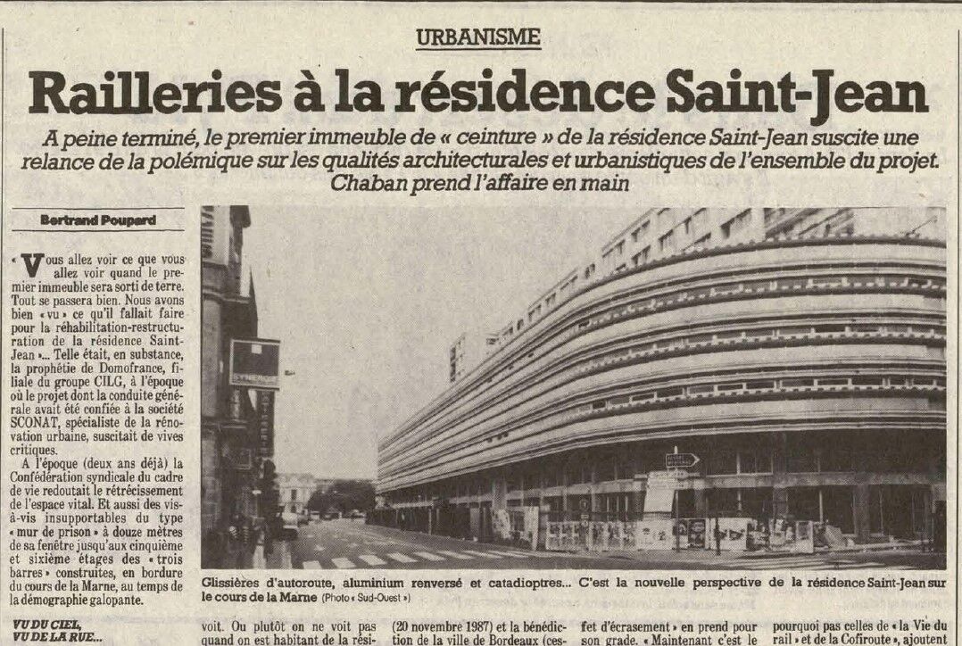 Article paru lors de la fin de chantier de l'internat, Sud Ouest du 15 mai 1991.
