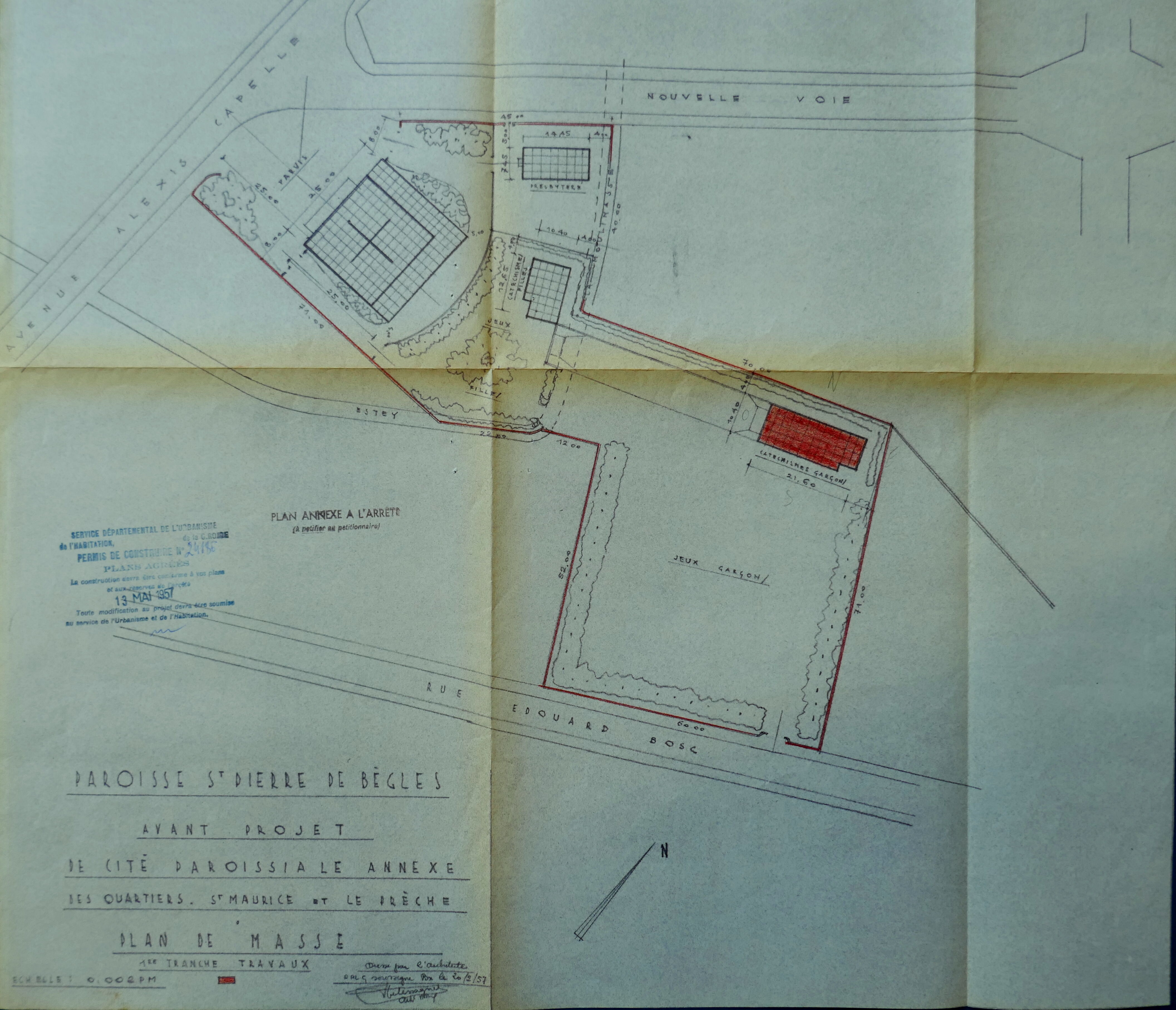 Plan de masse de l'avant-projet de l'architecte Henri Bessagnet en 1957.