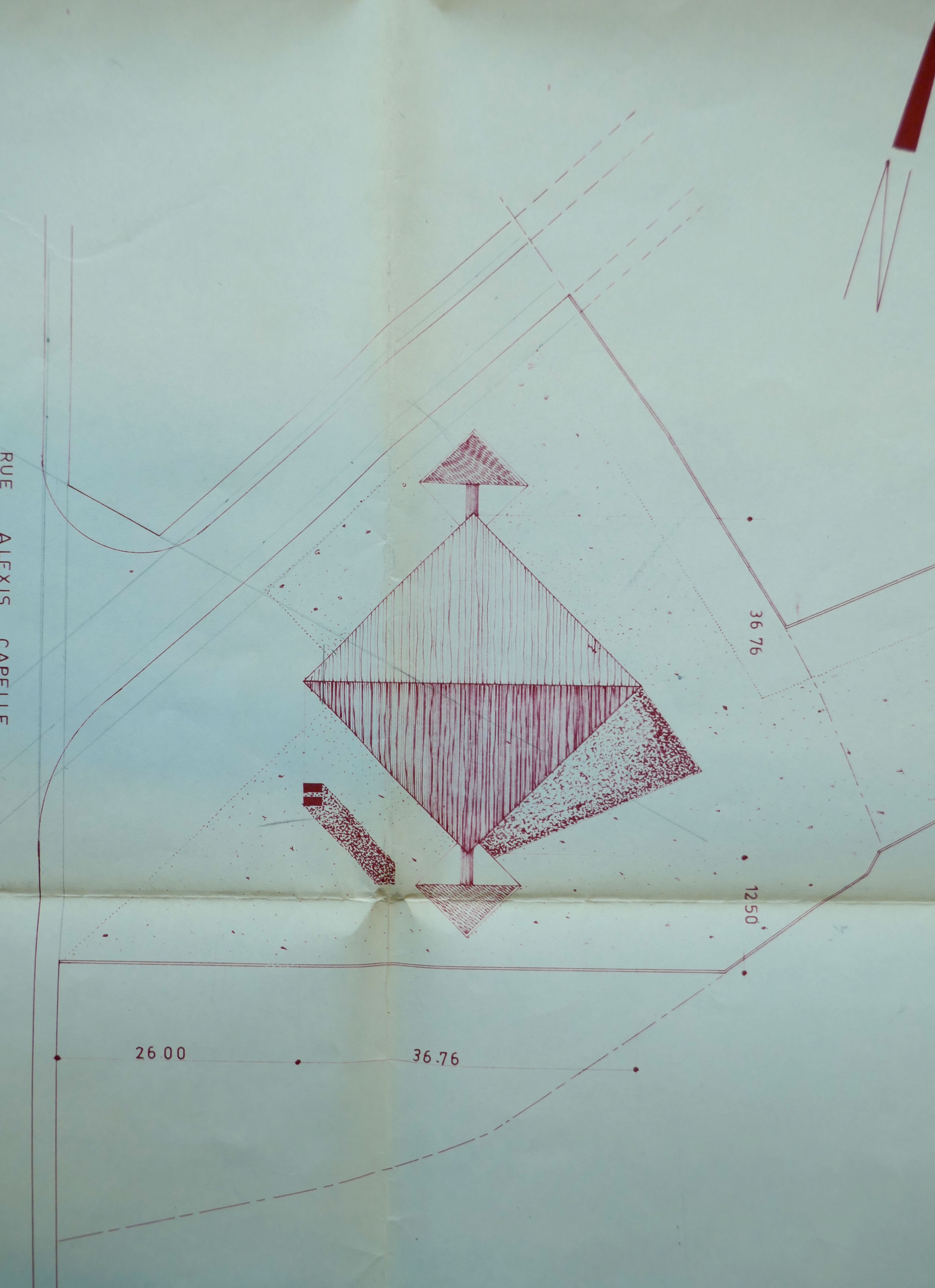 Plan de masse de l'église par l'équipe du GPA A7 en 1966.