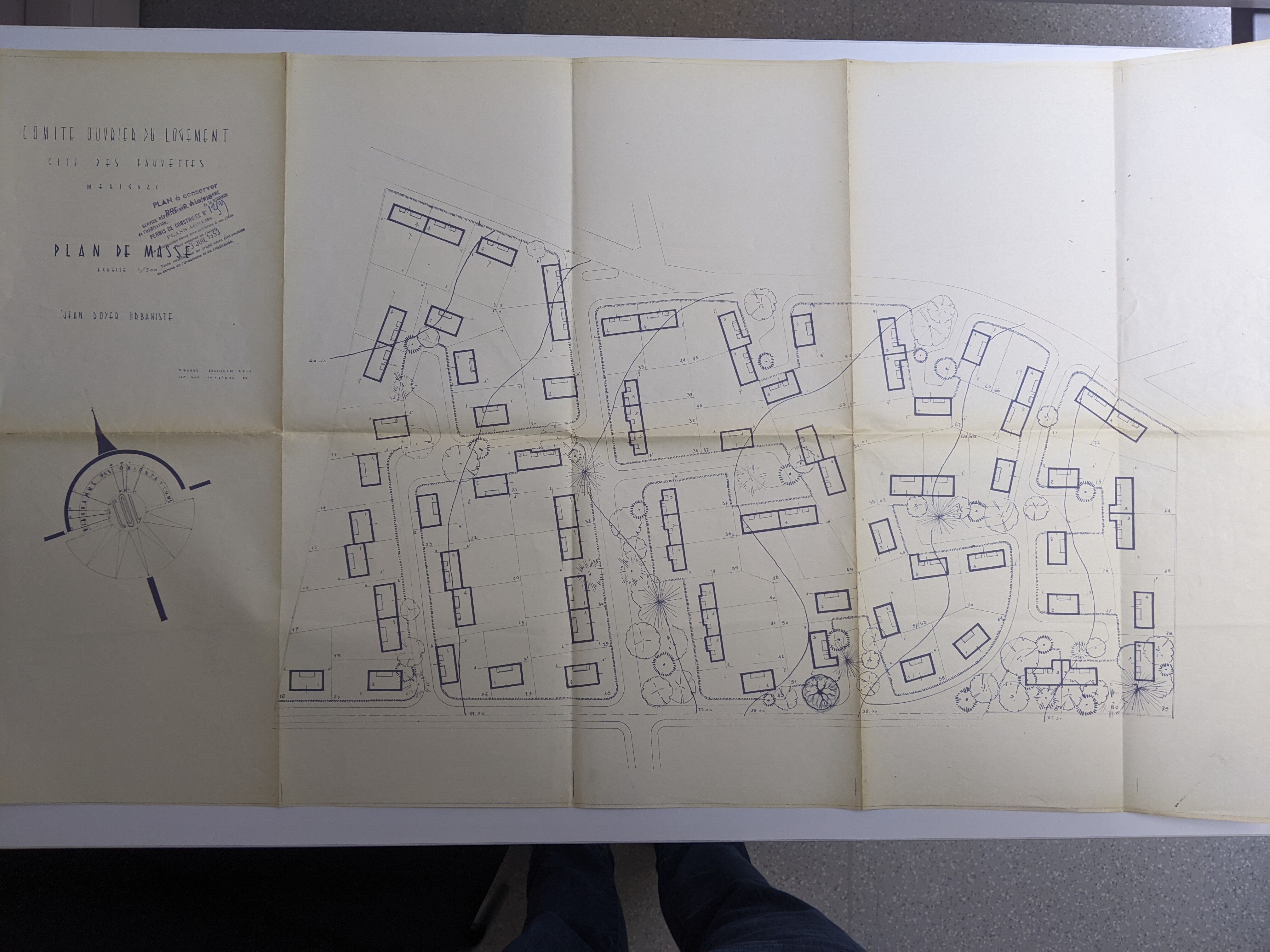 Plan de masse de la cité castors des Fauvettes établi par l'urbaniste Jean Royer, février 1953.