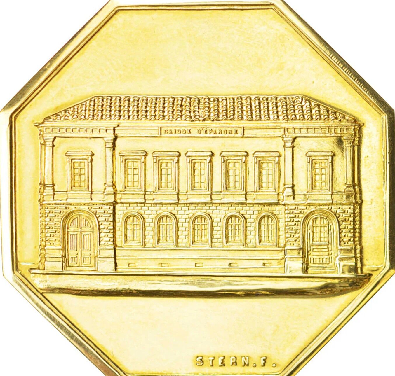 Façade de 1847 représentée sur un jeton de la Caisse d'Épargne de Bordeaux, vers 1860.
