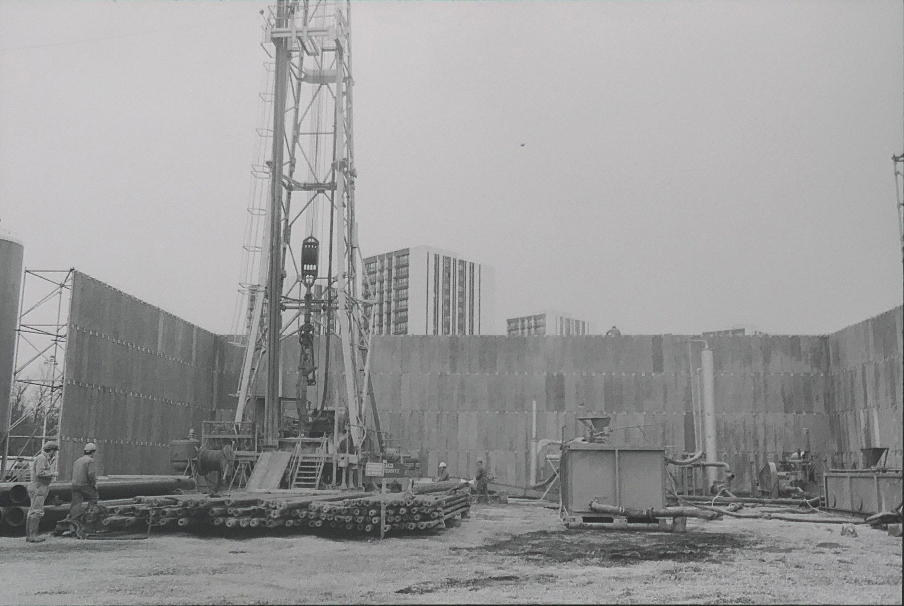 Photographie du chantier, vers 1972.