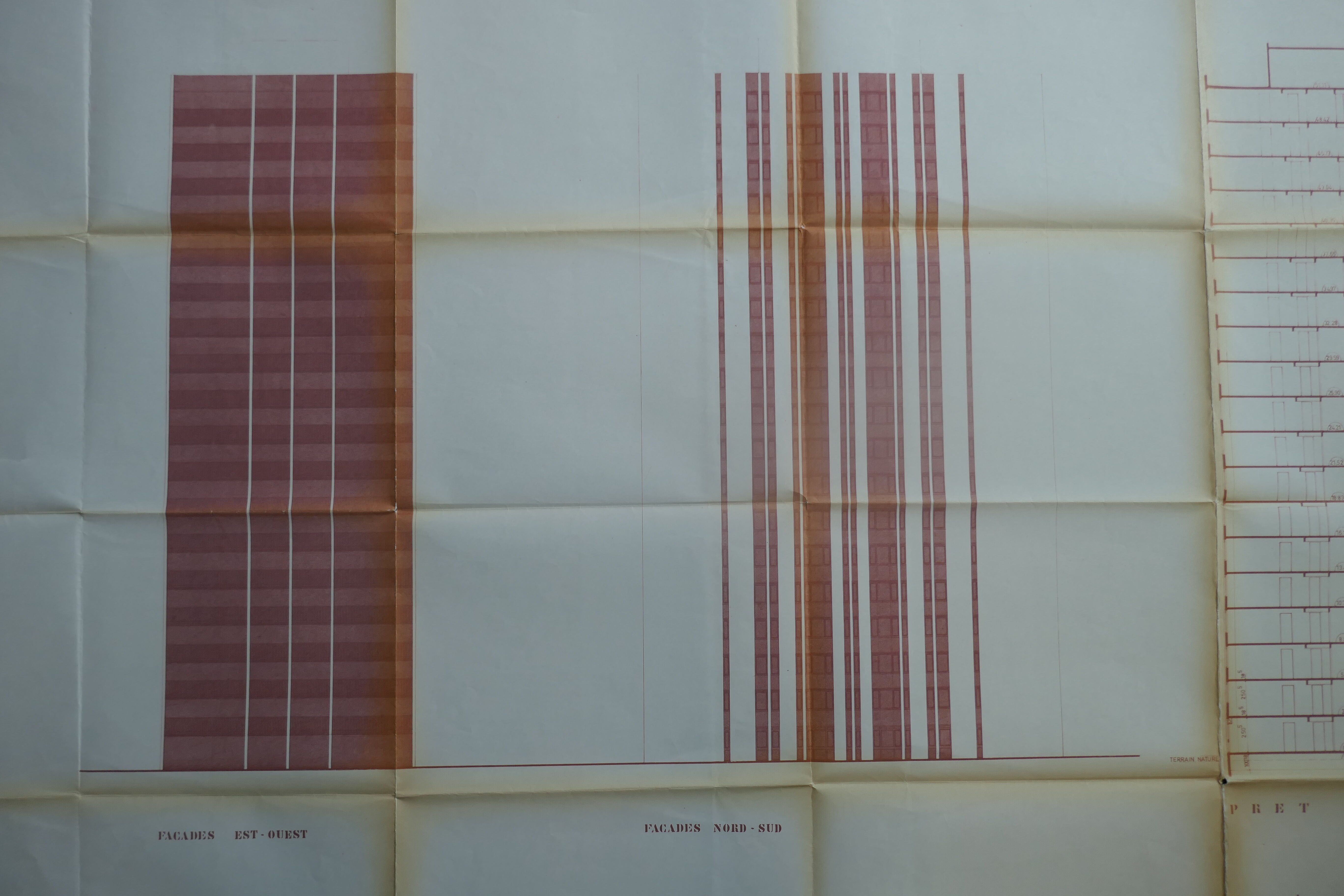 Élévations des façades des tours par les architectes Jean Dubuisson et Francisque Perrier, juin 1970