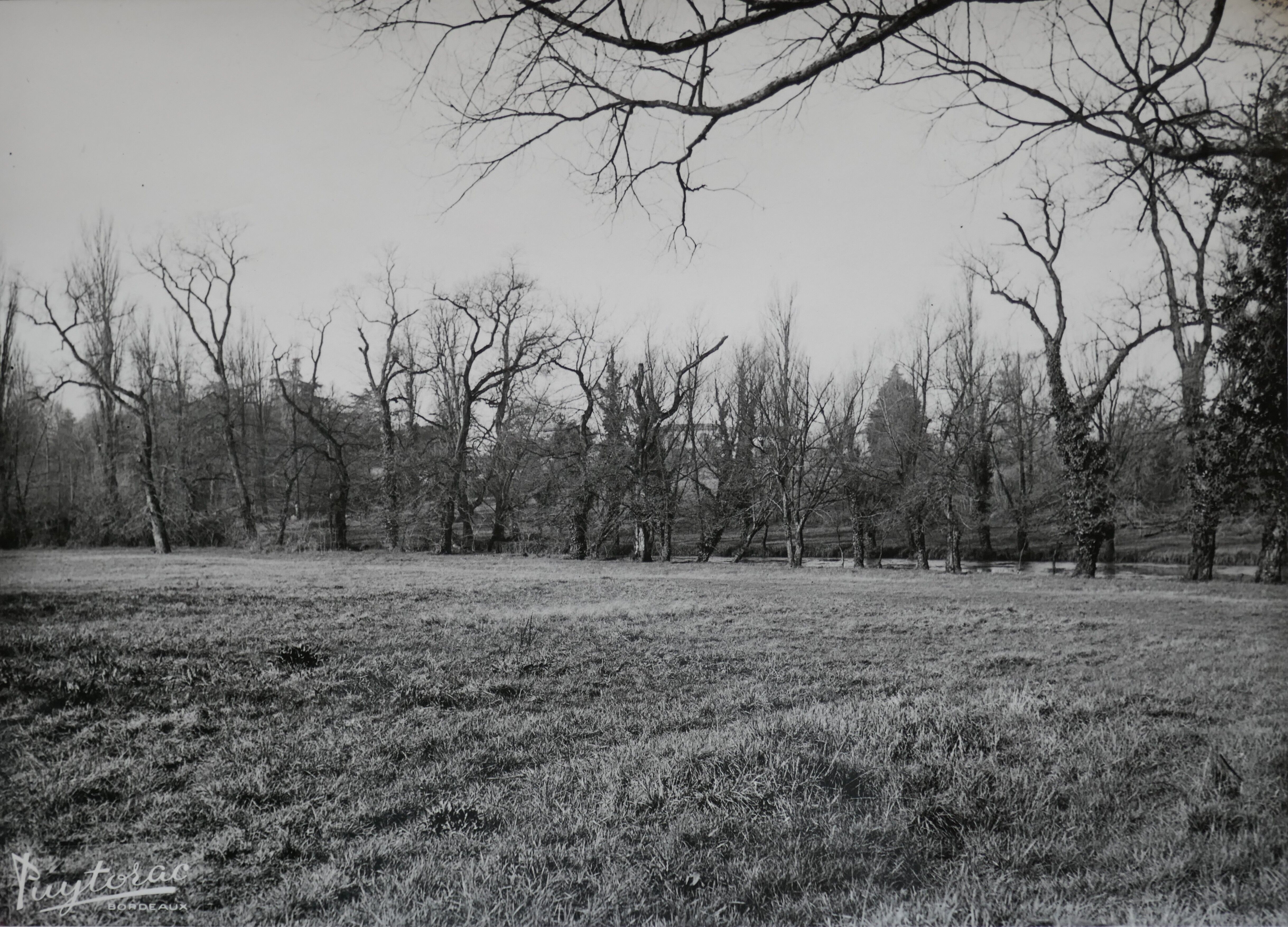 Photographie du site avant les travaux, vue vers le Peugue en 1951.