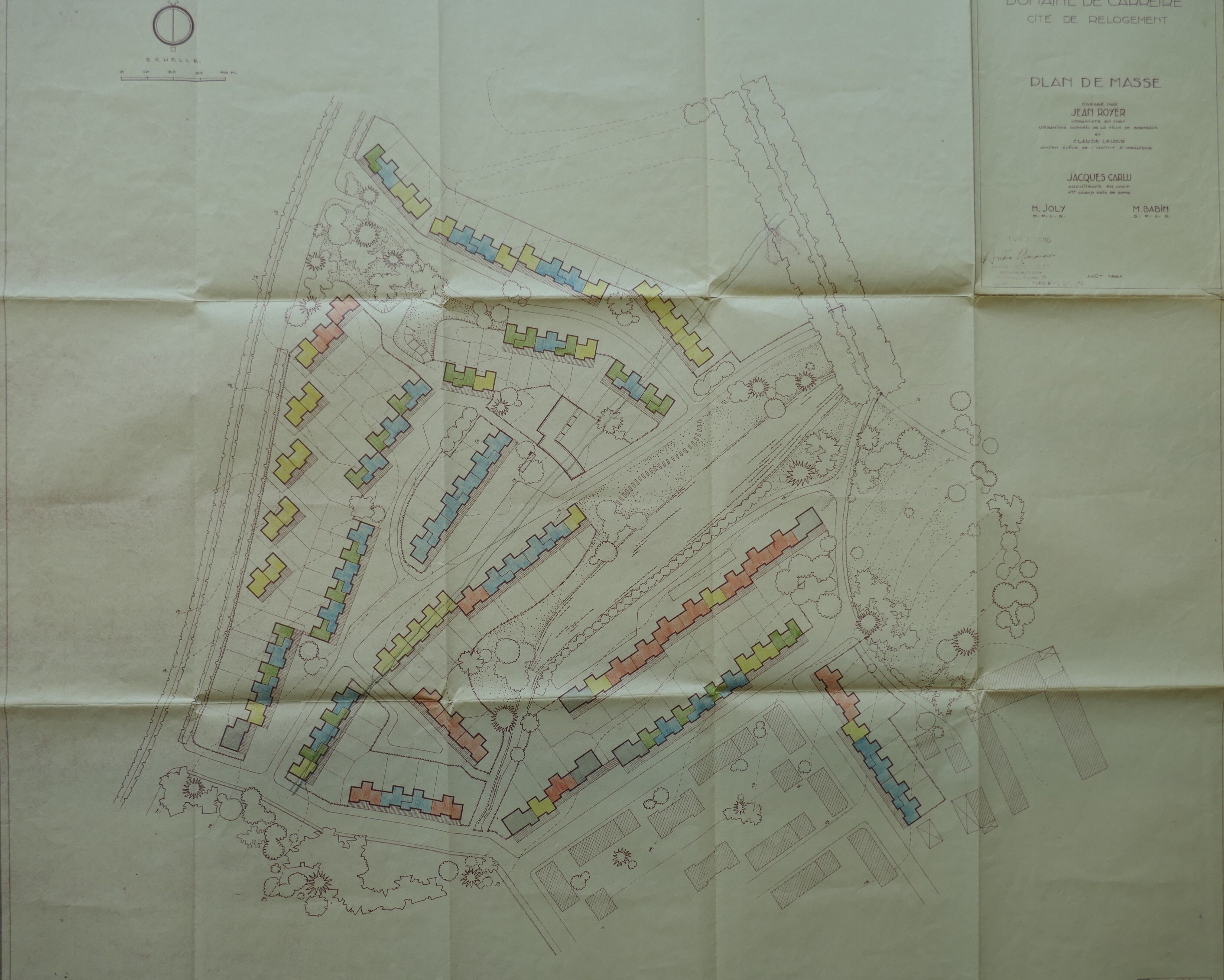 Plan de masse de la cité par l'urbaniste Jean Royer, août 1951.