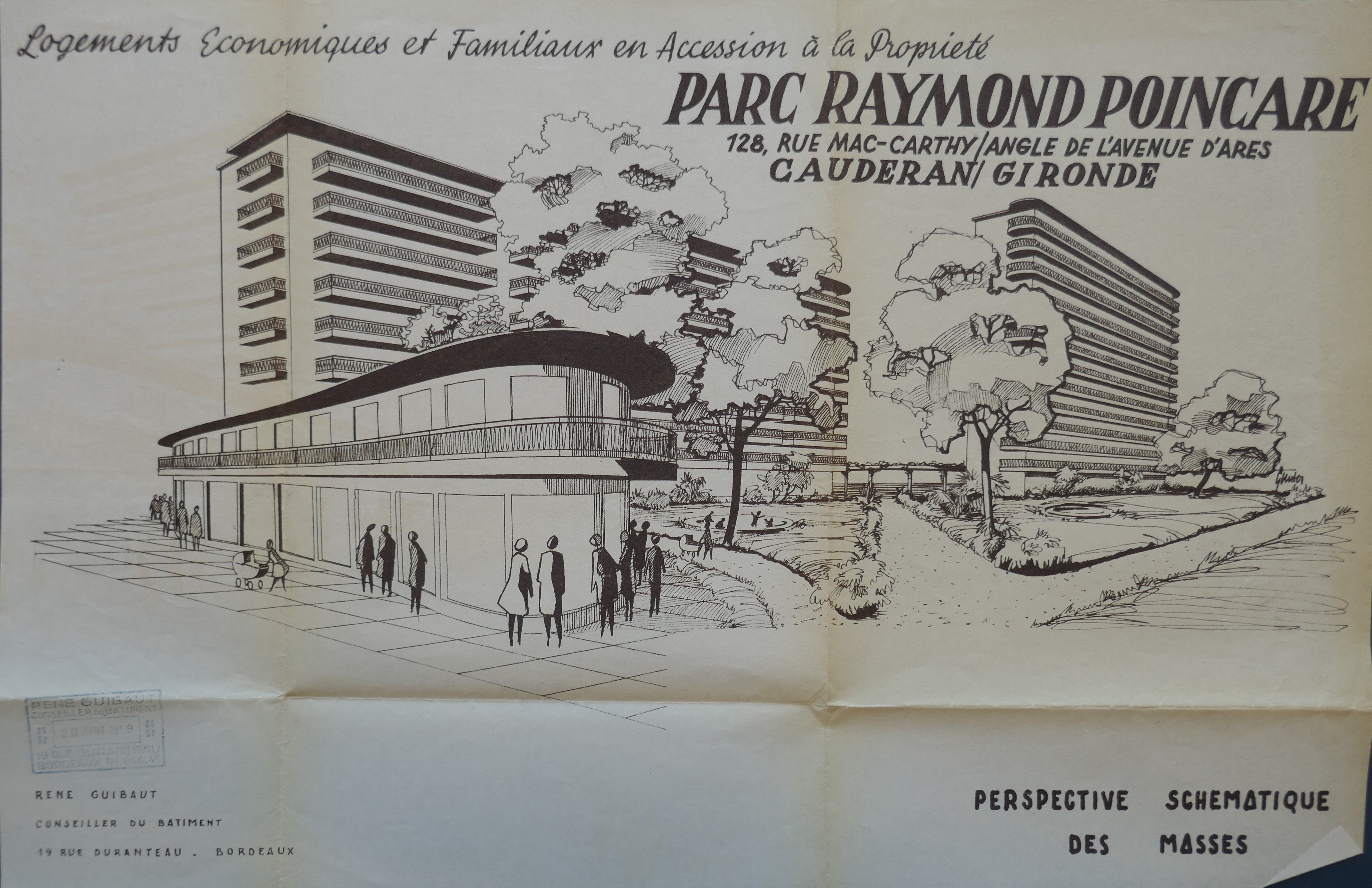 Perspective schématique des résidences du Parc Raymond Poincaré par l'équipe de René Guibaut en 1959