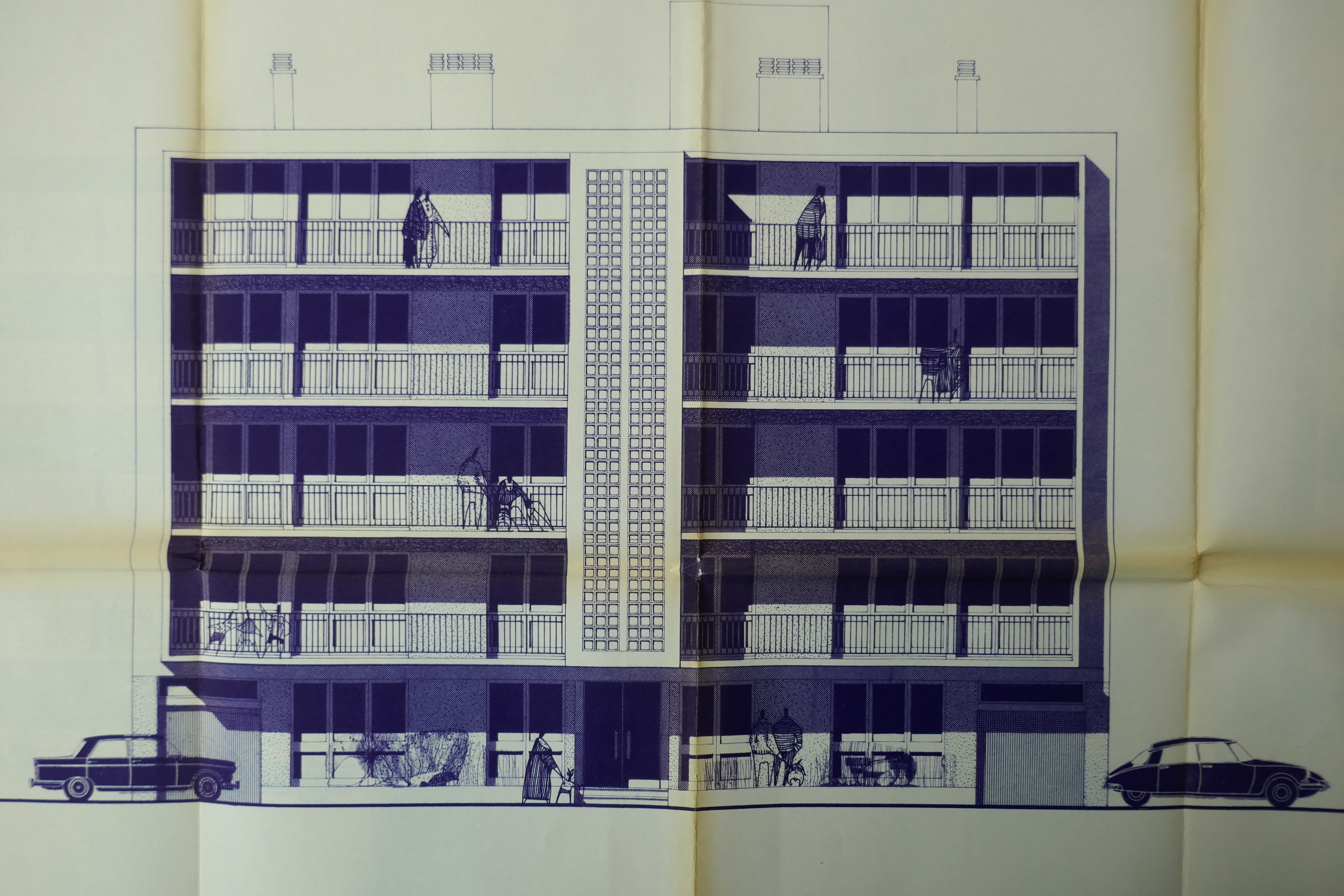 Élévation de la façade principale par l'architecte Jacques Couchot, 1966.