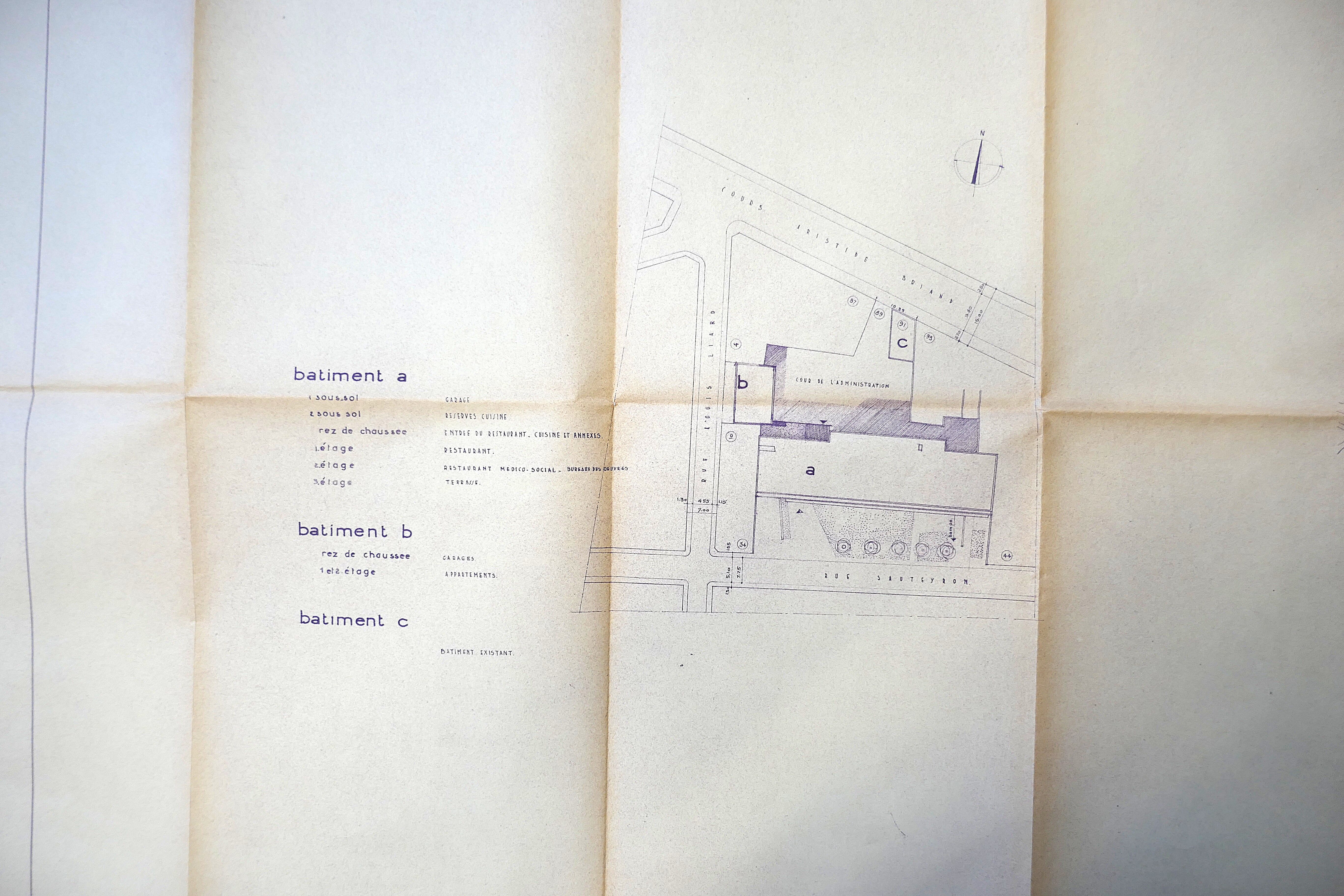 Plan de masse de l'ensemble universitaire par l'architecte Pierre Mathieu, 1955.