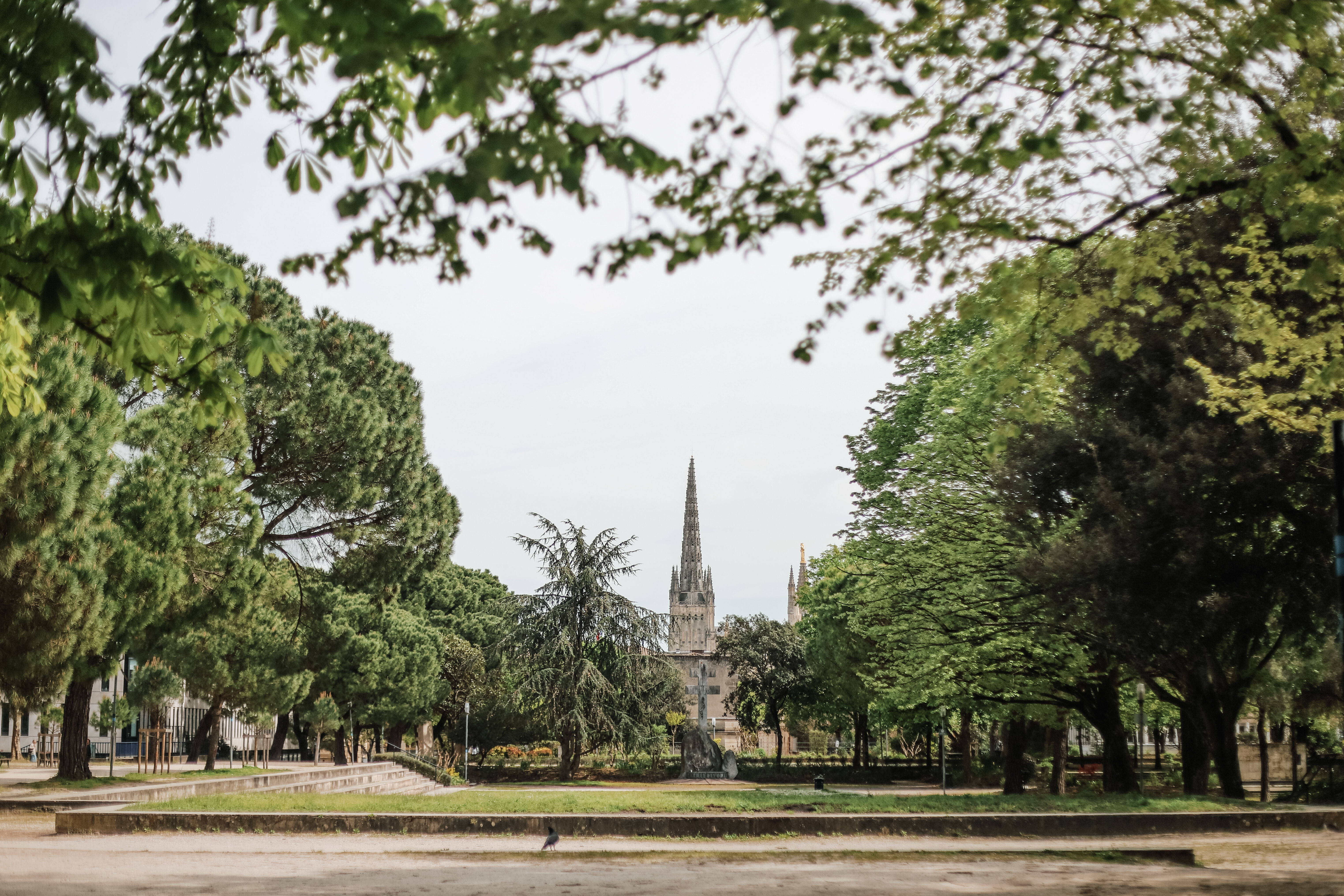Vue des jardins de la dalle de Mériadeck, 2024, avant travaux 