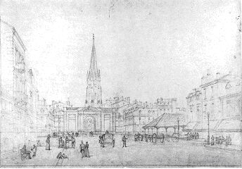 Restitution de la Place des capucins par Léo Drouyn vers 1870