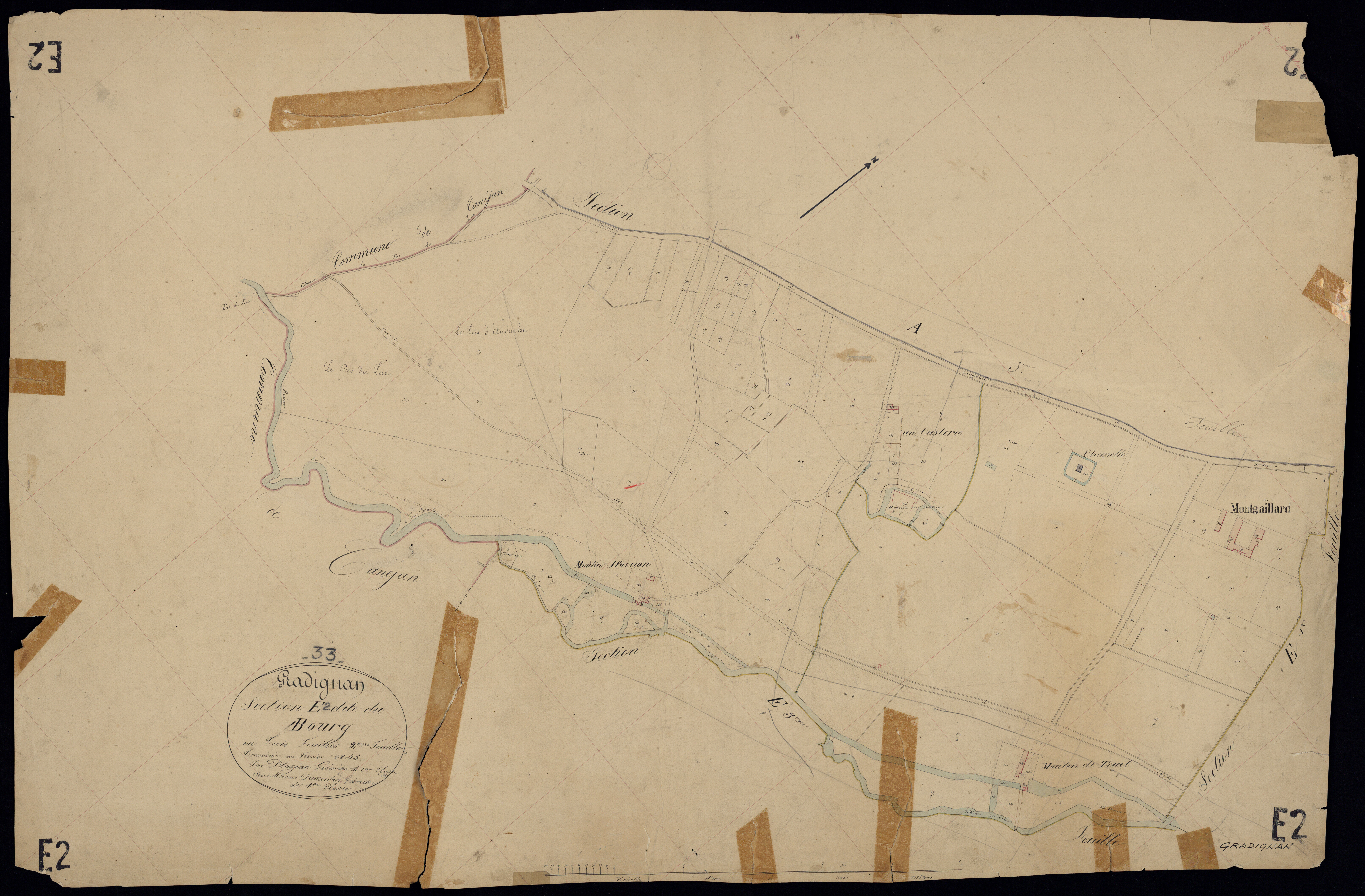 Le château Castéra, plan cadastral 1845