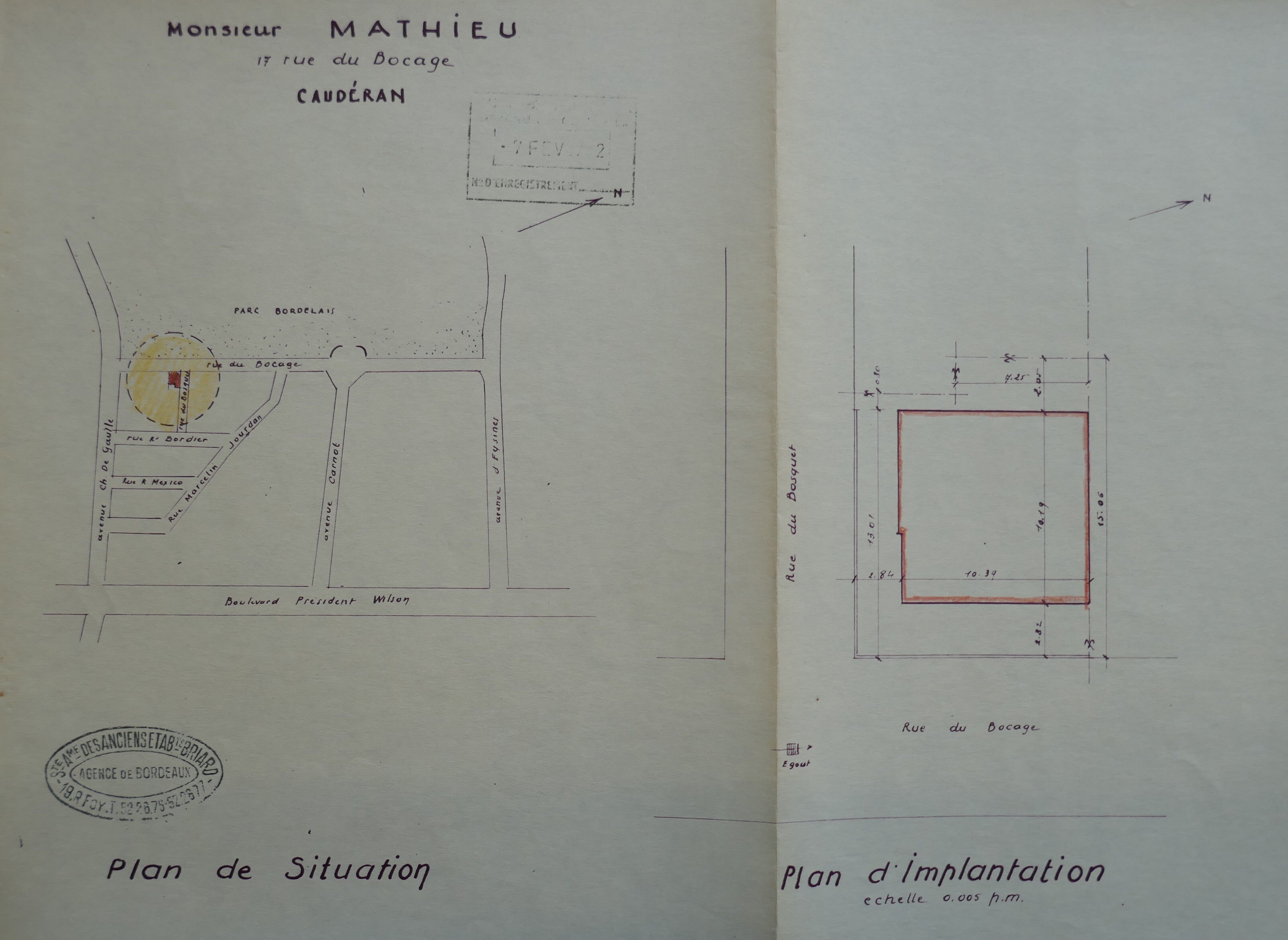 Plan de situation et plan de masse de la maison Mathieu.