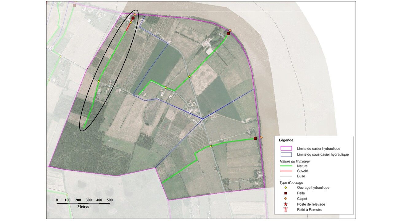 Cartographie des ouvrages présents sur la jalle, 2018