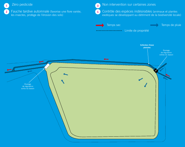 Schéma du fonctionnement du bassin de retenue